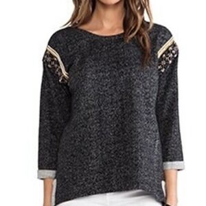 Revolve Sanctuary Knits Ornate Pullover Sweater Dark Gray -‎ M